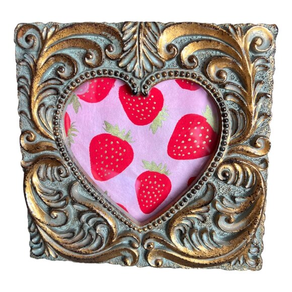 Roma Downey for Home Interiors Gold Metallic Ornate Frame w Glass & Art 6.75" sq - Picture 1 of 16